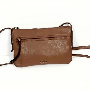 Fossil brown leather crossbody bag